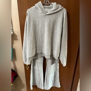 Aerie Grey Ribbed Velour Matching Set